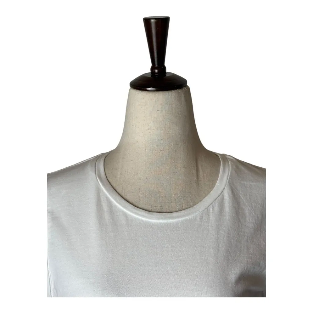 Rebecca Taylor La Vie Tee Women Medium White Cotton Crew Neck Cap Sleeve Top - Image 5