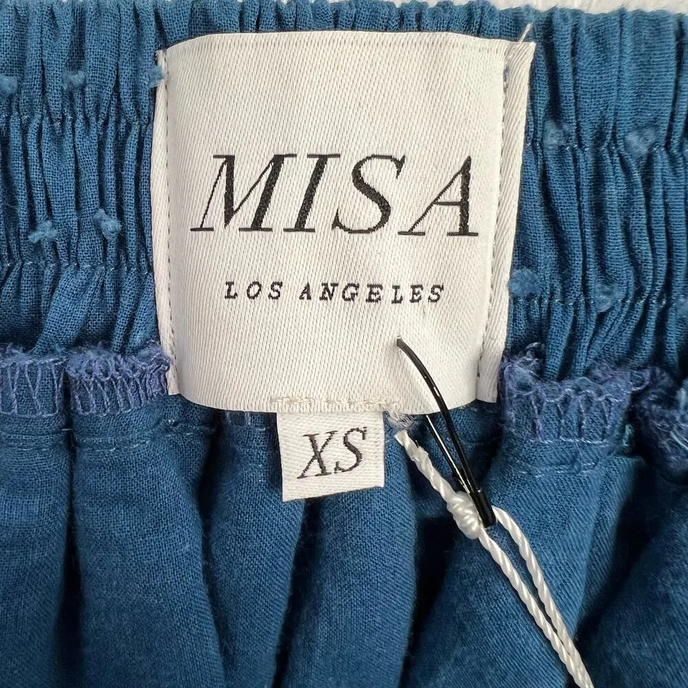 Misa Los Angeles XS Tiered Lagenlook Denim Skirt Indigo Blue Elastic Waist NWT - Image 11