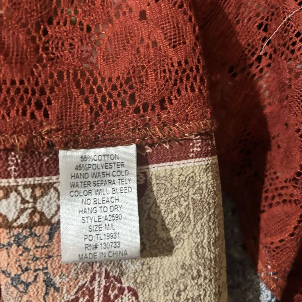 UMGEE Duster Cardigan Womens Medium Large Multicolor Boho Fringe Open Kimono - Image 8