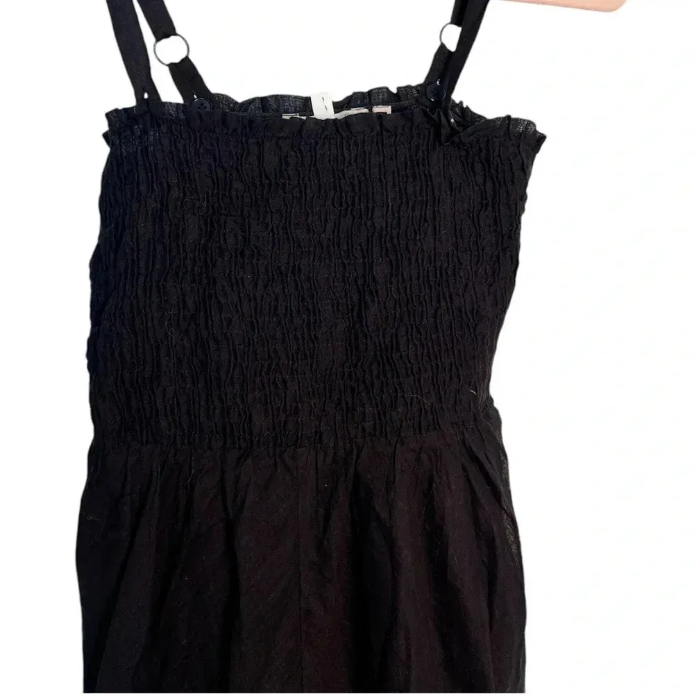 Soft Surroundings Black Maya Riviera Smocked Floral Tropical Vacation Maxi Dress - Image 5