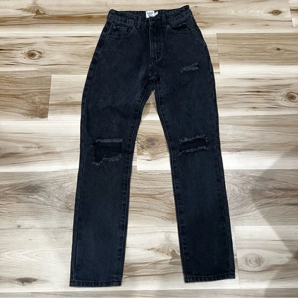 Princess Polly Black Distressed Jeans Women’s 4 - Image 2