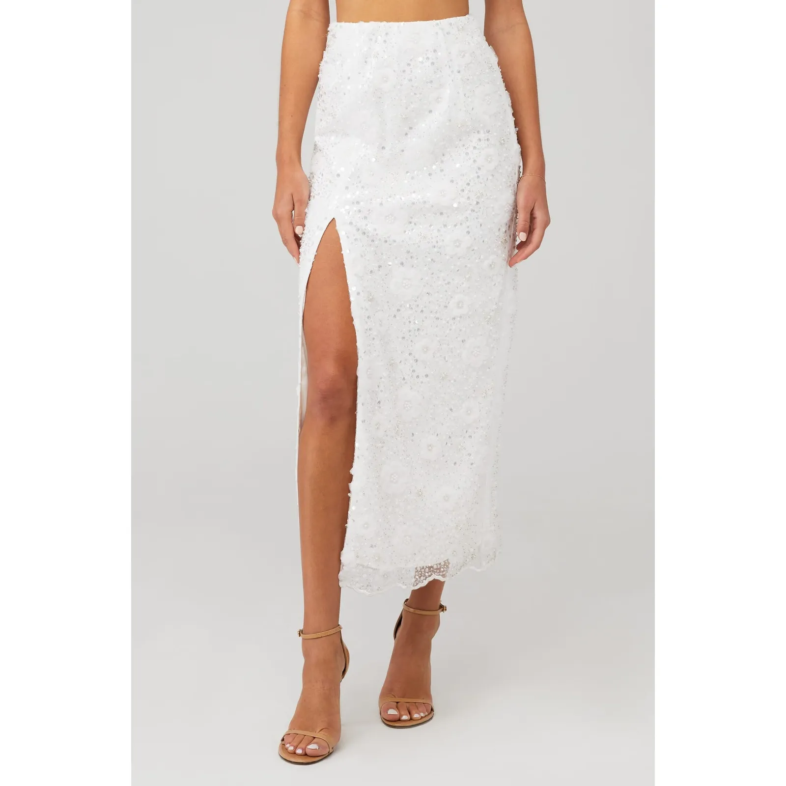 Show Me Your Mumu Love Letter Skirt Embellished Tulle with Floral Sequins XS - Image 3