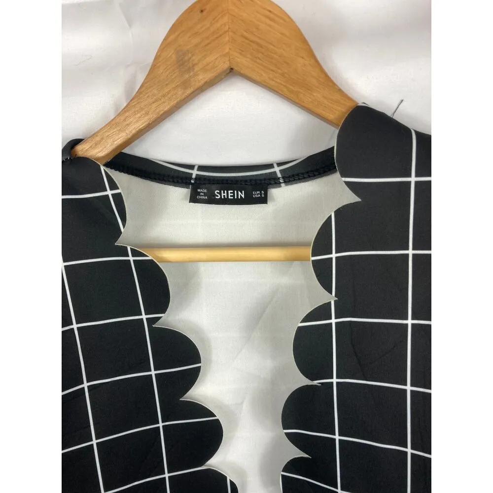 shein scallop front grid print blazer - Image 3