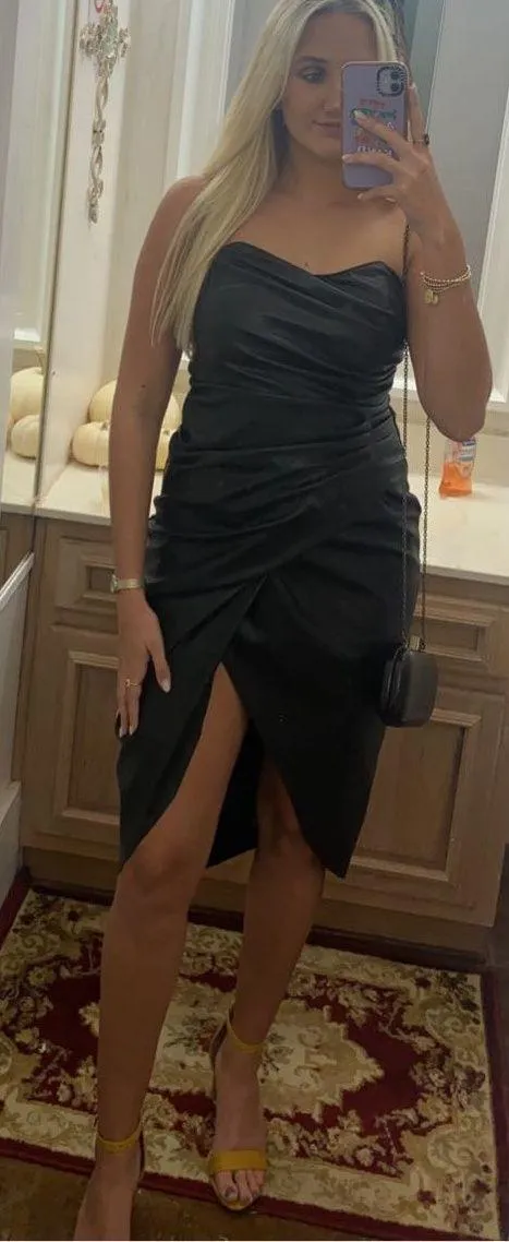 Black Leather MIDI Dress - Image 2