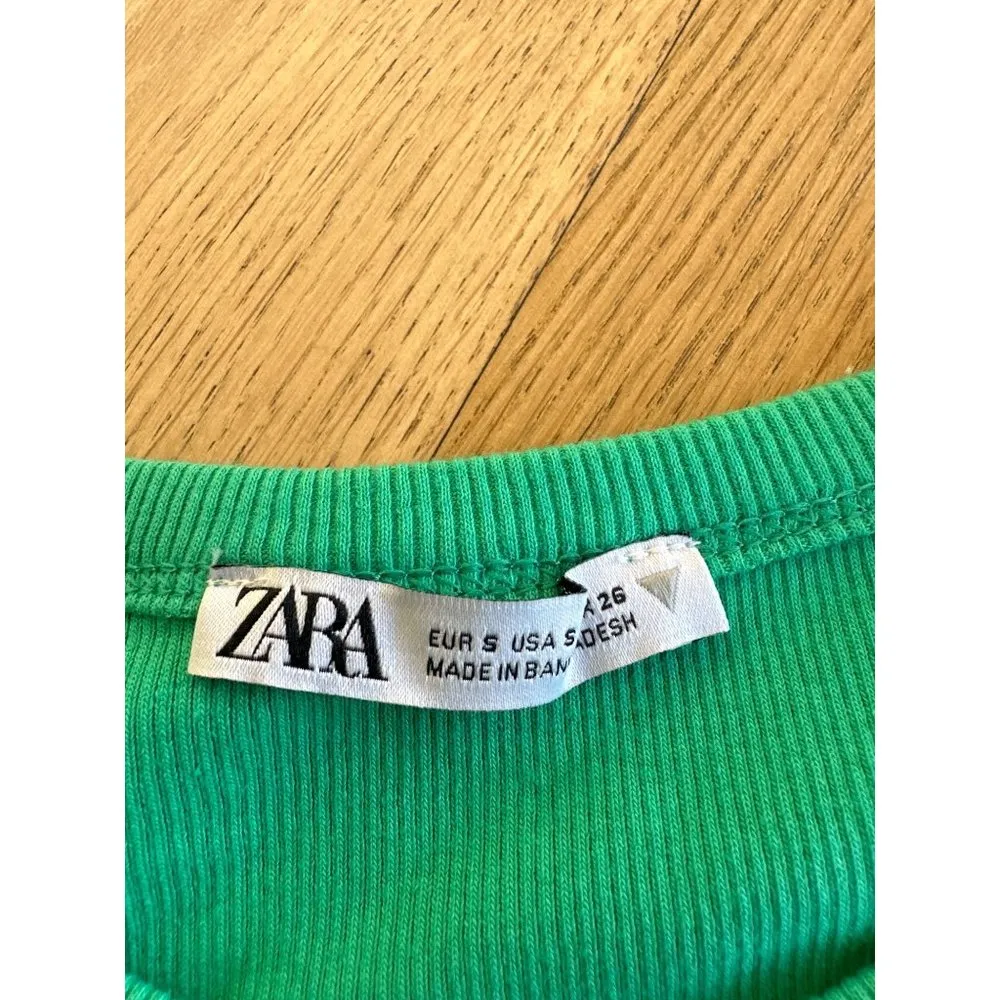 Zara RIbbed Tank Top in Green - Image 2