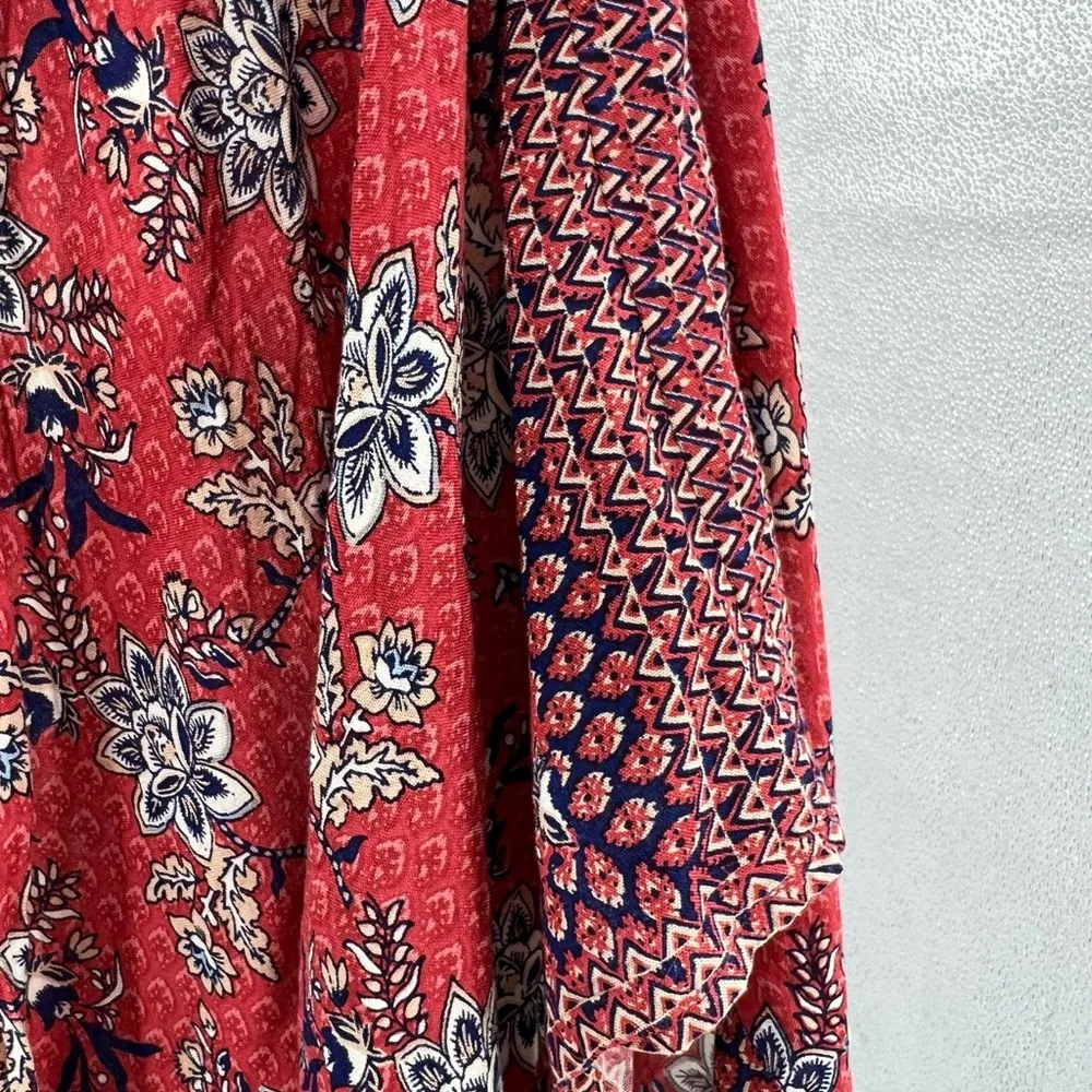 Japna kimono red white blue one size lightweight wrap poncho cover up - Image 4