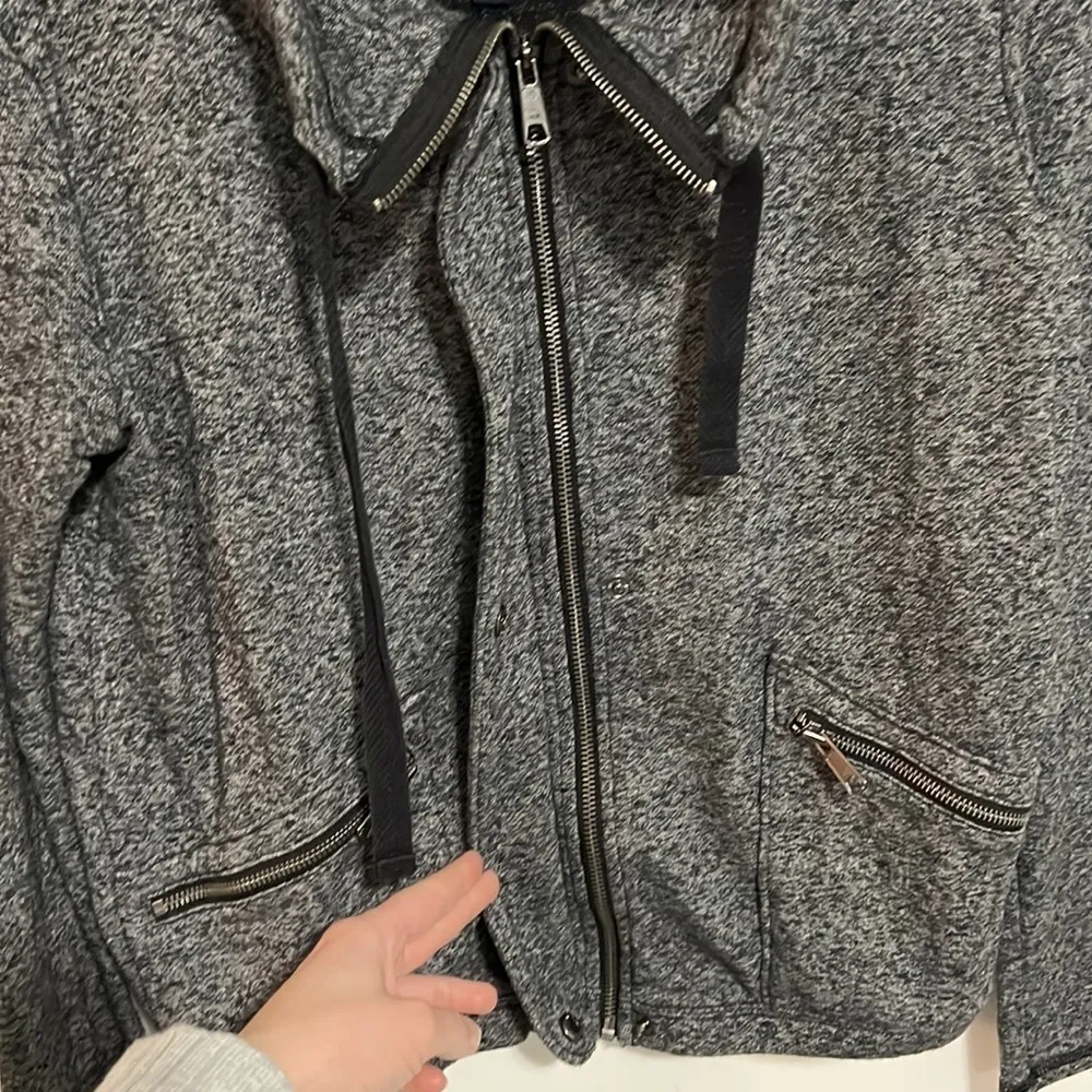 American Eagle  Full Zip Jacket/Sweater Grey Size Small - Image 5