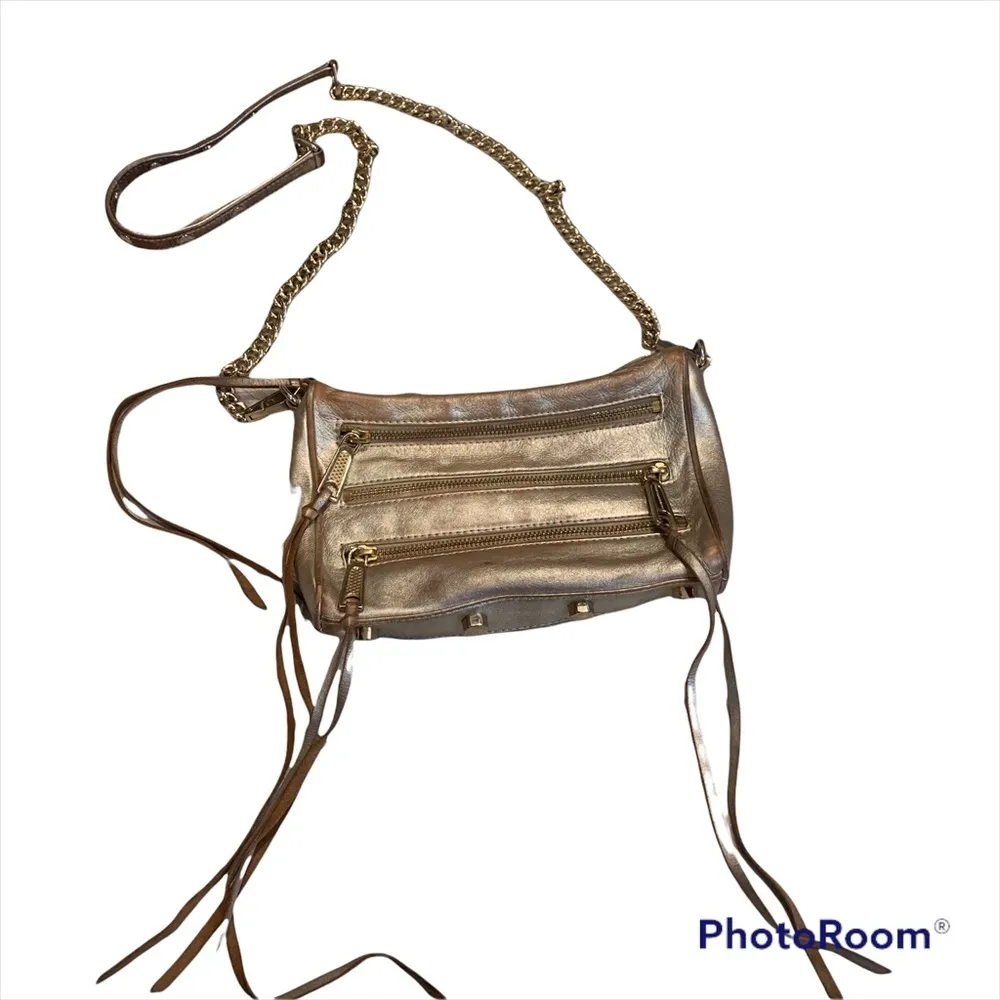 Rebecca Minkoff Five-Zip Mini Metallic Crossbody Bag - Image 5