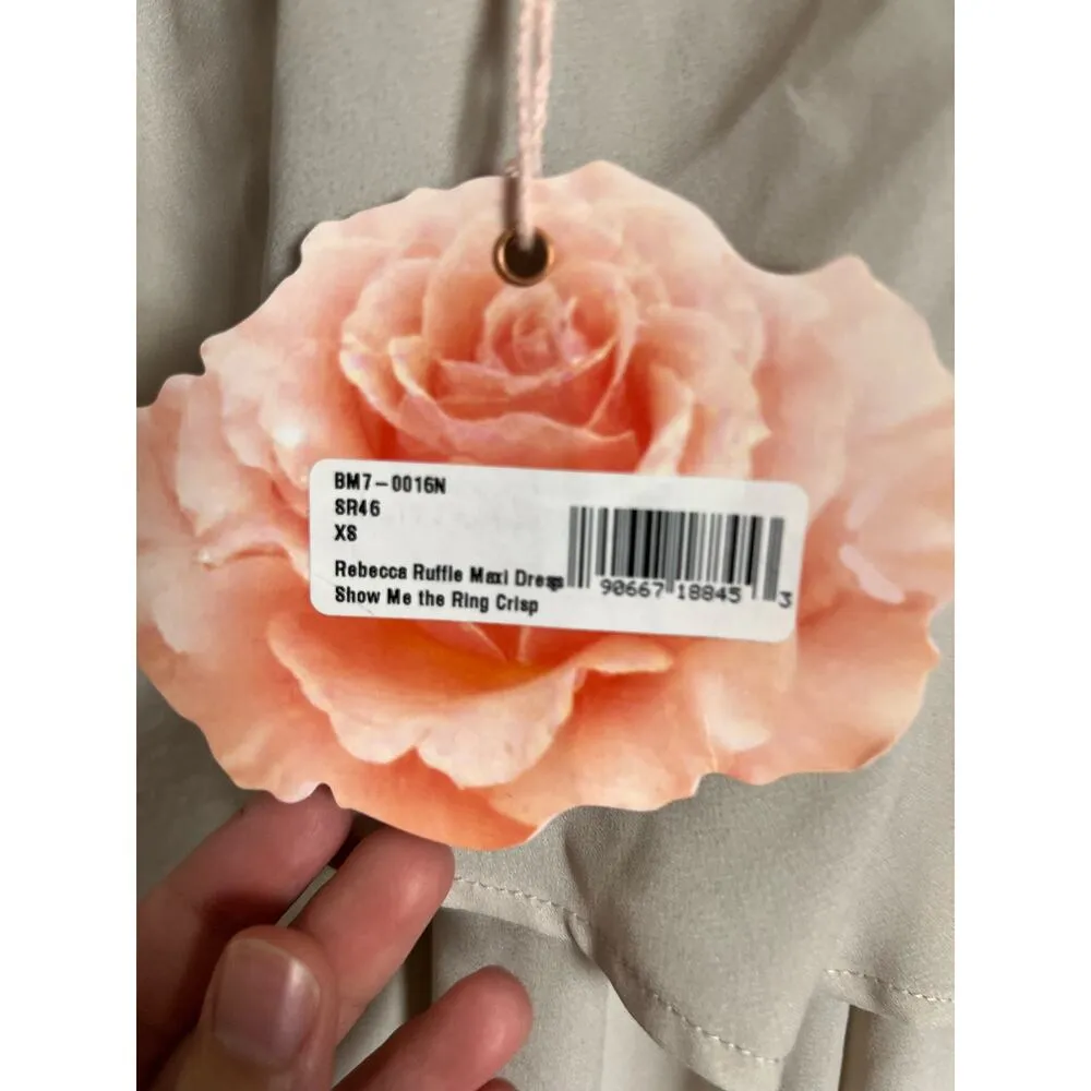 Show Me Your MuMu Rebecca Champagne Cream Off Shoulder Maxi Dress Size XS - Image 9