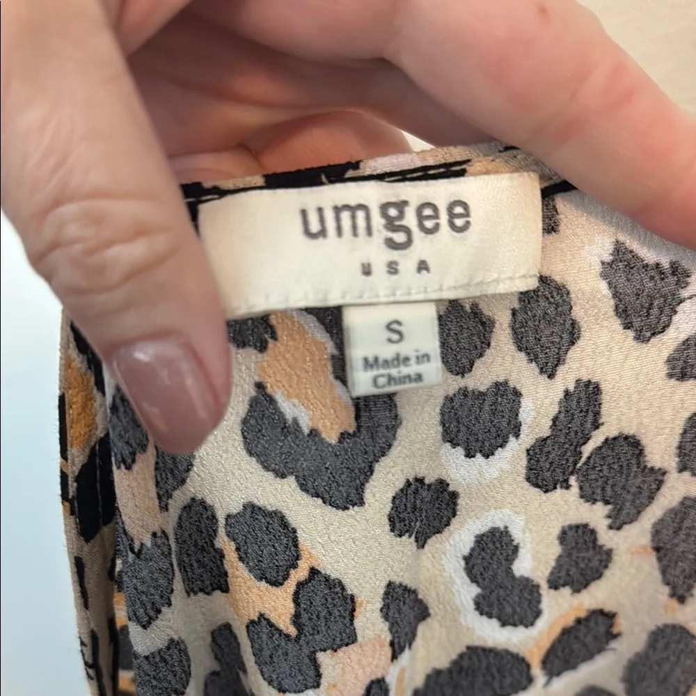 Umgee Leopard Animal Print Short Sleeve Tunic Dress Pockets Women's S - Image 4