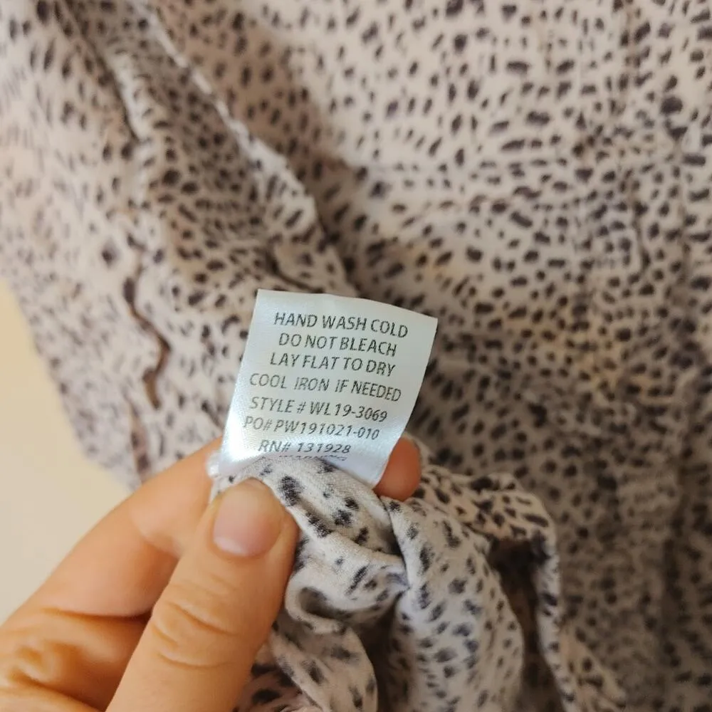 Wishlist Apparel Size M/L Medium Large Animal Print Purple Long Sleeve Blouse - Image 8