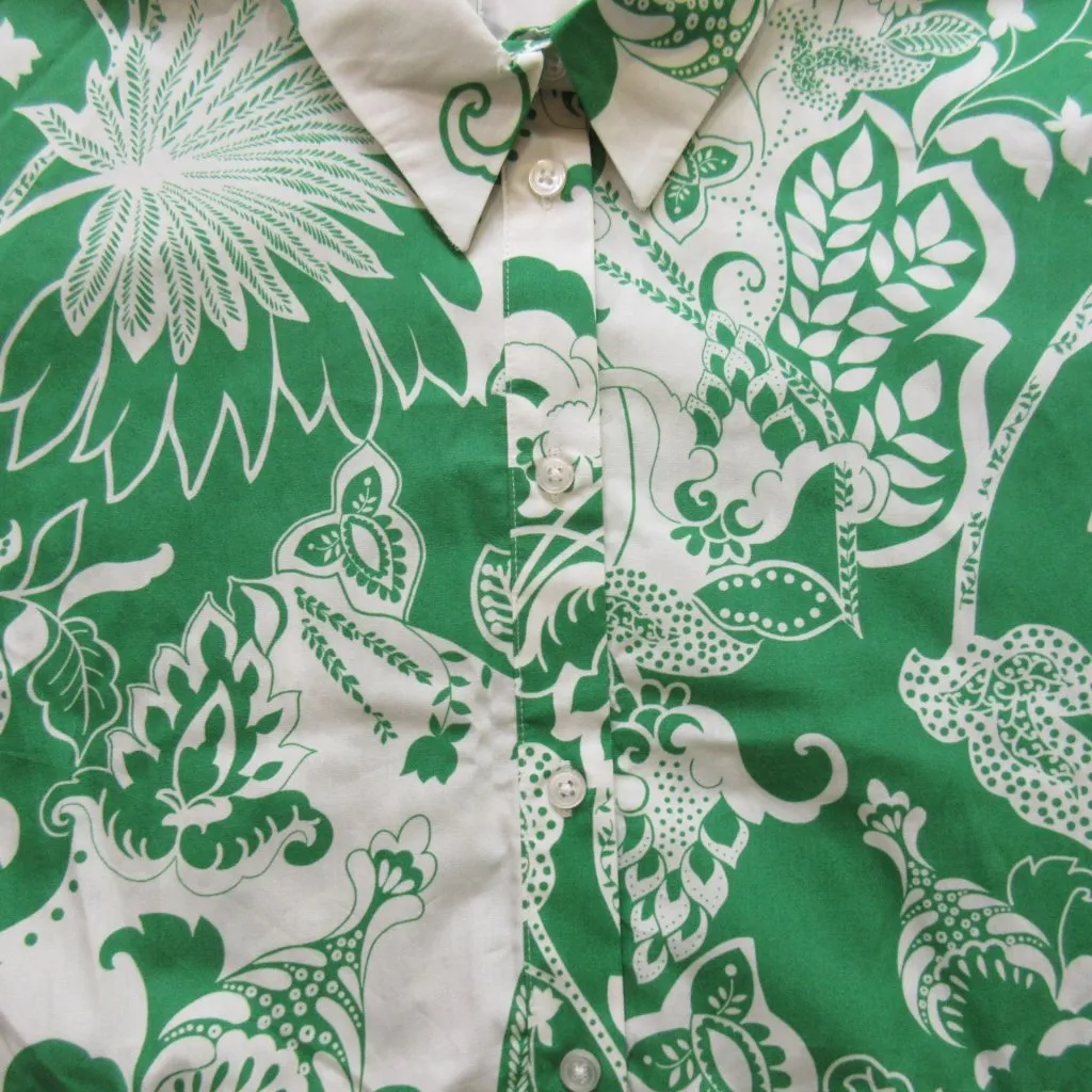 NWT Anthropologie Maeve Bettina in Green White Floral Cotton Shirt Dress L - Image 5