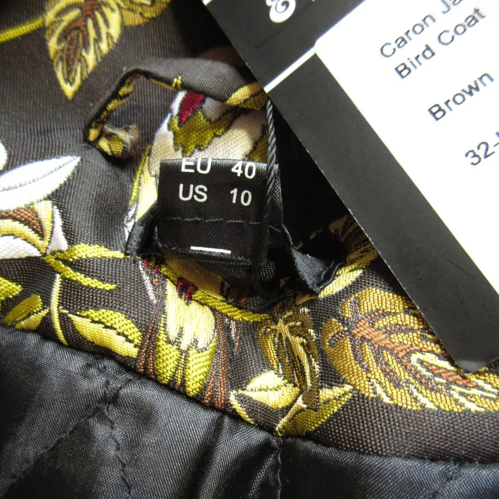 NWT Bright & Beautiful Collectif Caron in Brown Bird Jacquard Coat L / US 10 - Image 10