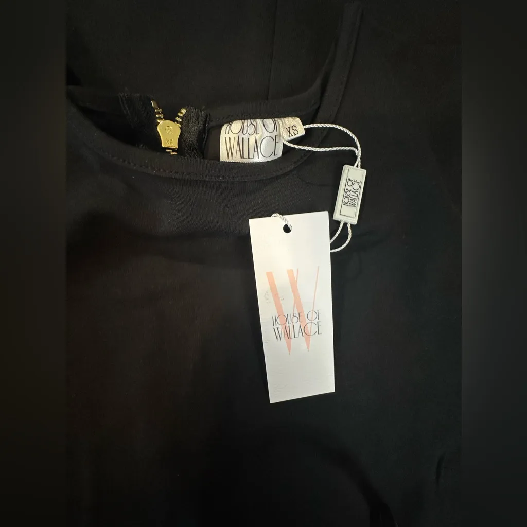 House Of Wallace LC Dress Black Green Zip Up Stretch Midi Size‎ XS NWT - Image 5