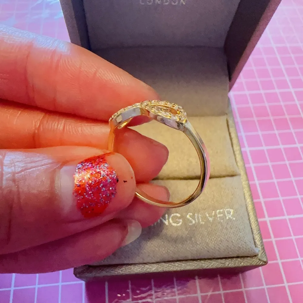Stella Rose London 925 sterling silver paved golden ring with ♾️ forever sign - Image 6