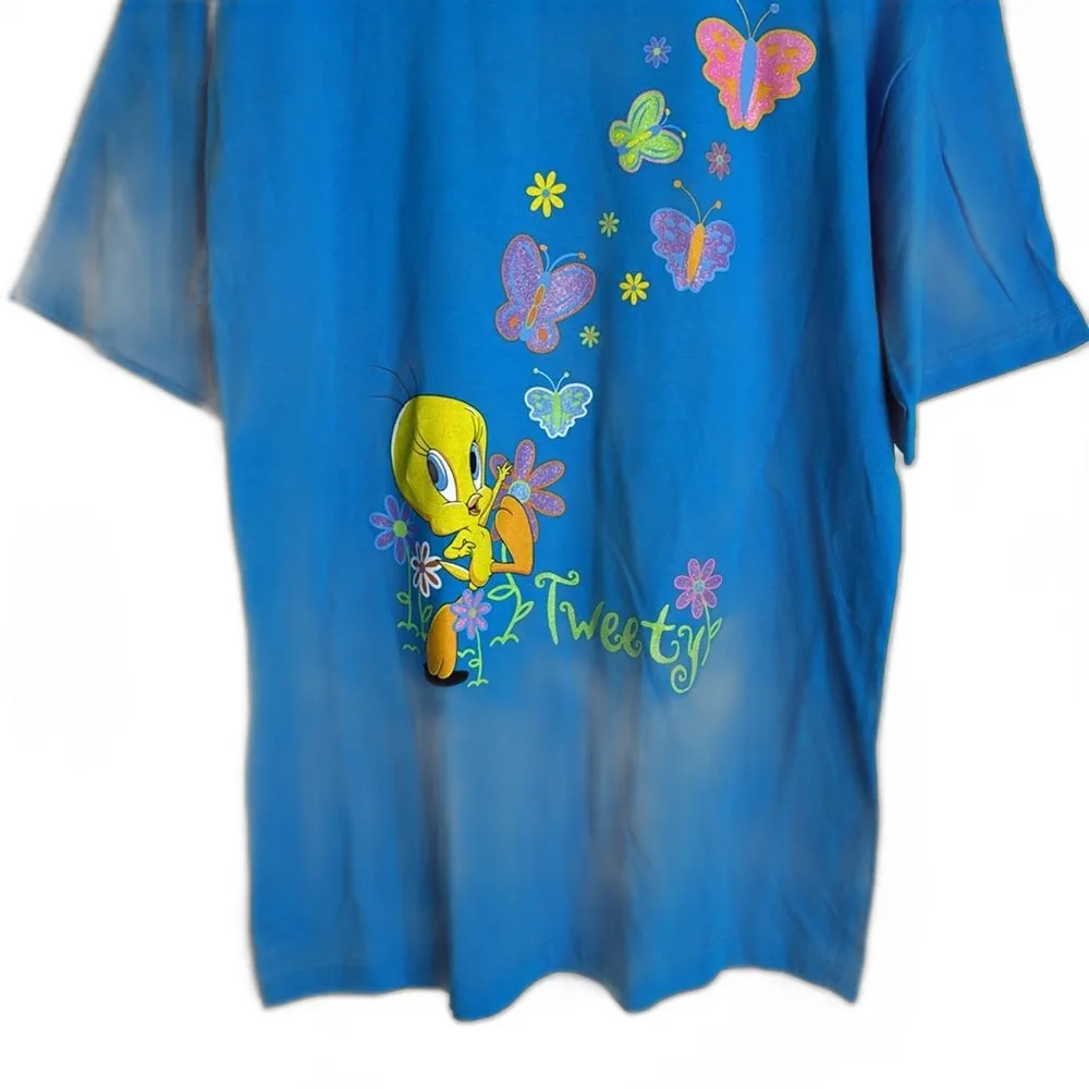 Vtg looney tunes 90s tweety bird graphic shirt size large Blue - Image 3