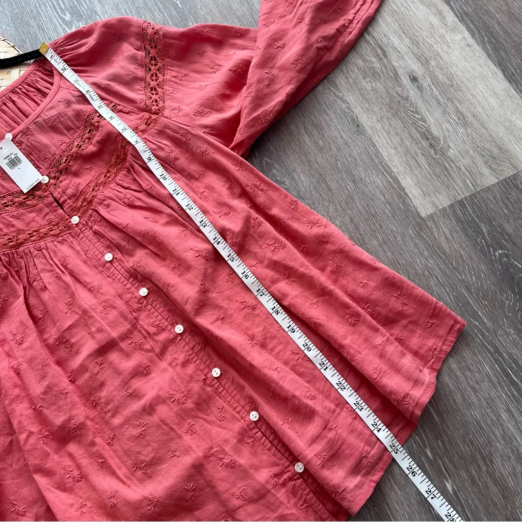 NWT old navy embroidered balloon sleeve peasant‎ blouse button prairie boho - Image 5