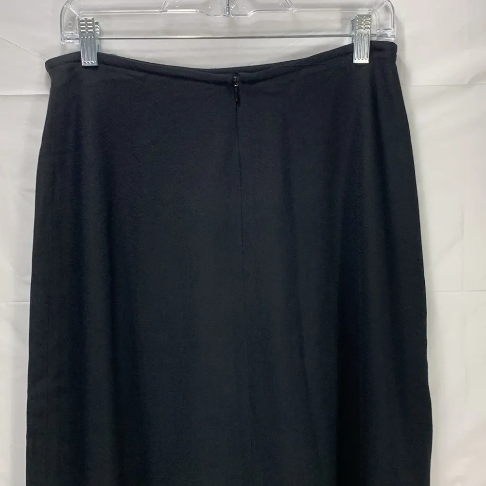 Oval Room Vintage Black A-line 100% Wool Midi Skirt Size 12 - Image 5