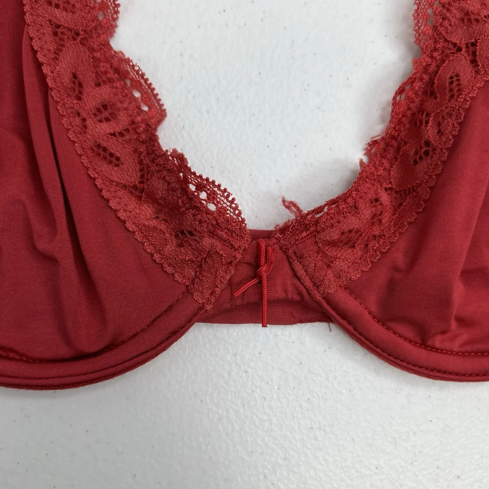 Aerie Happy Size 32A Bra Very Sexy Lined Demi Push Up Underwire Red Lace Plunge - Image 3