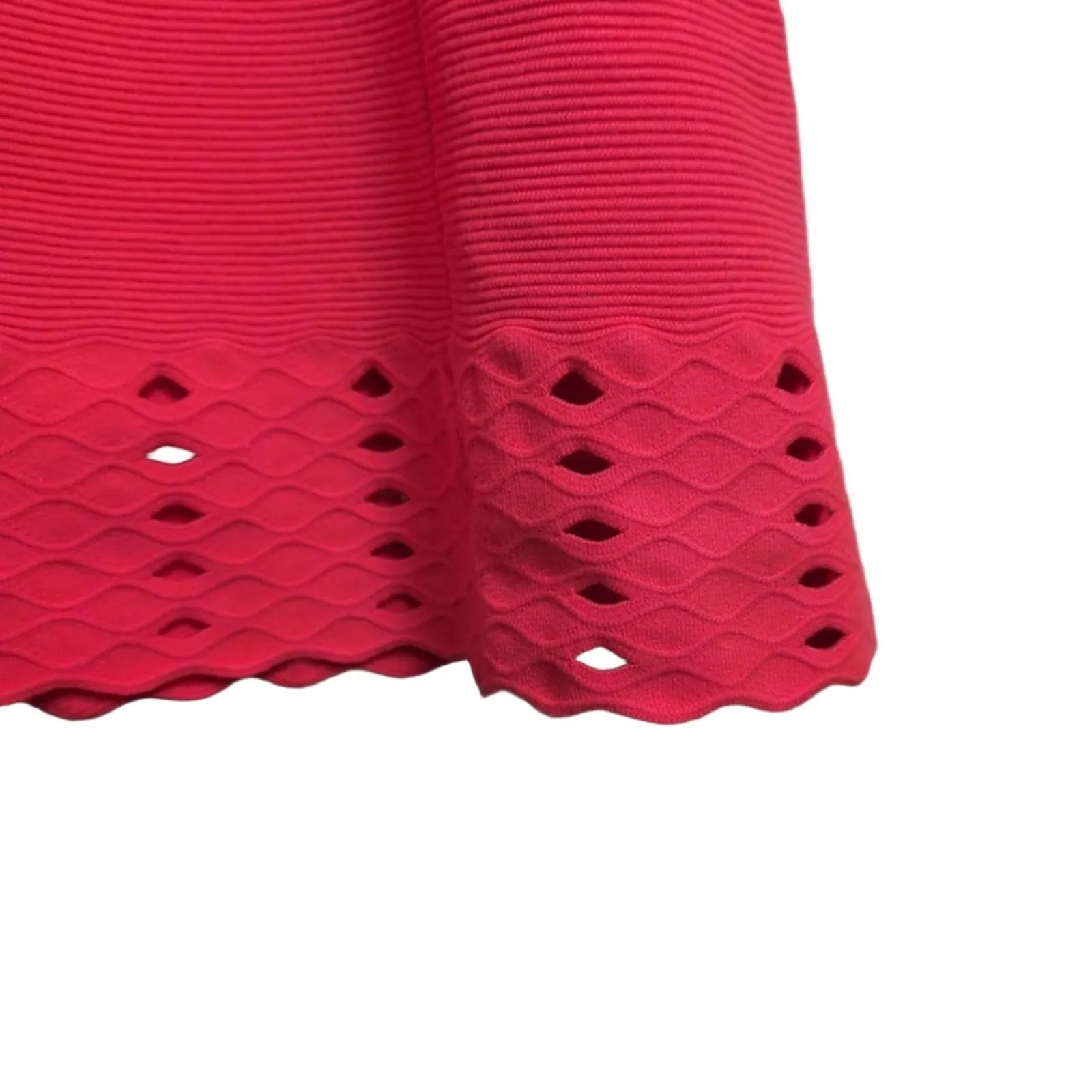 Ted Baker Mid Orange Zaralie Jacquard Skater Dress Sleeveless Scallop Flare 8 L - Image 3