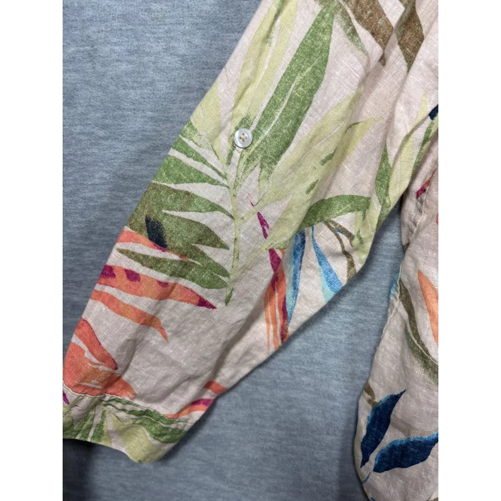 Chicos Womens Shirt 16‎ 100% Linen Floral Long Sleeve ButtonUp No Iron Tropical - Image 3