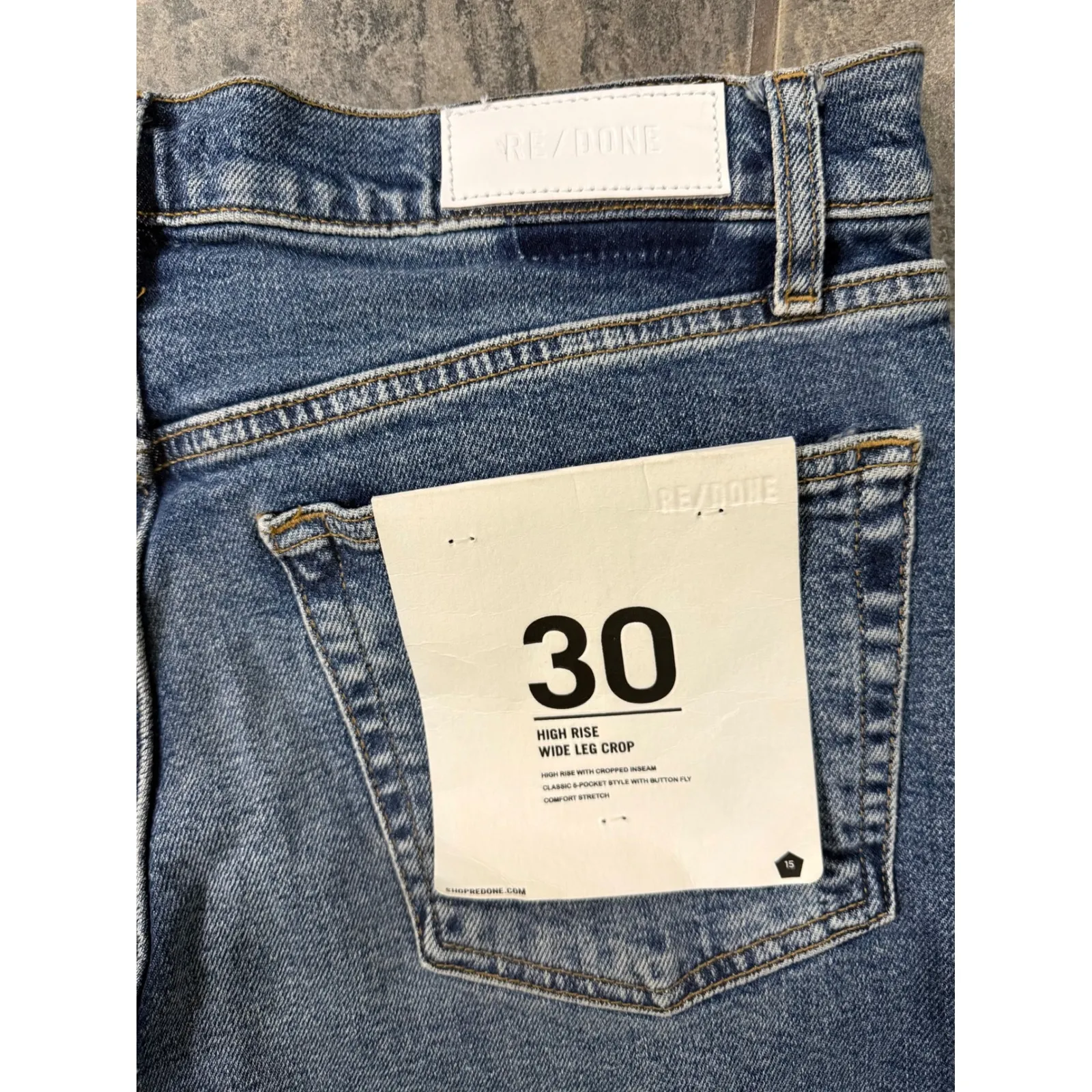 NWT RE/DONE High Rise Wide Leg Crop Jeans Crafted‎ Indigo Sz 30 $295 - Image 10