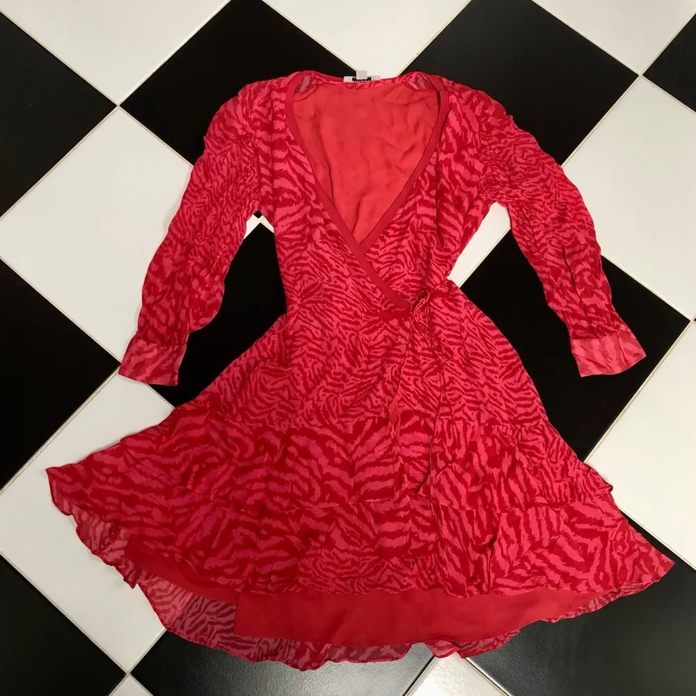 All Saints Keva Remix Two-Tone Long Sleeve Mini Dress Tiger Animal Print Zebra M - Image 8