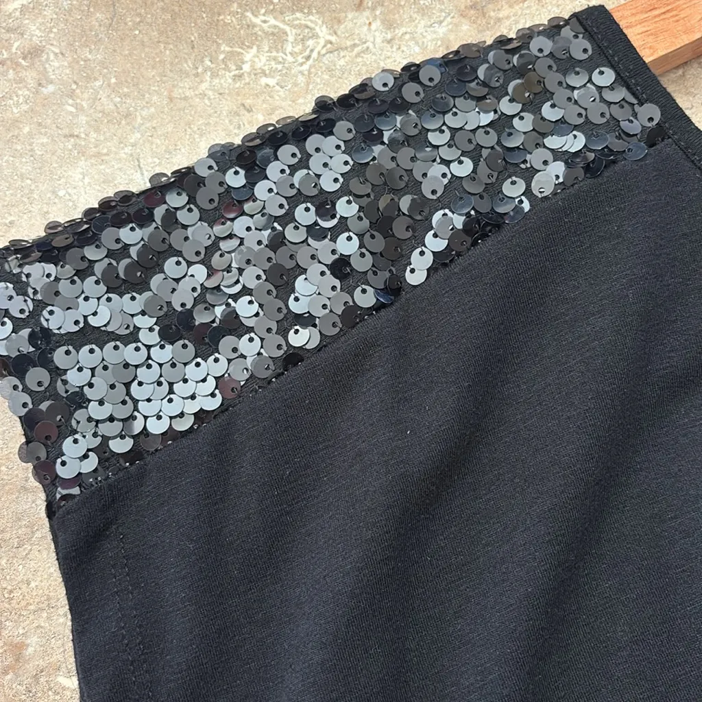 Vanity Y2K Black Sequin Shoulder Scoop Neck Rouched Top Size S - Image 3