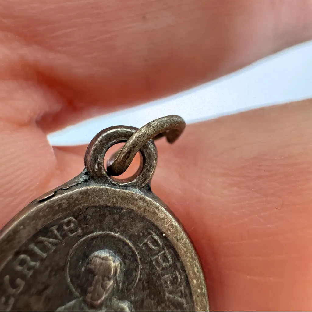 Religious Necklace Pendants Two Metal Cross Pope St Pius Metal Gold - Image 2