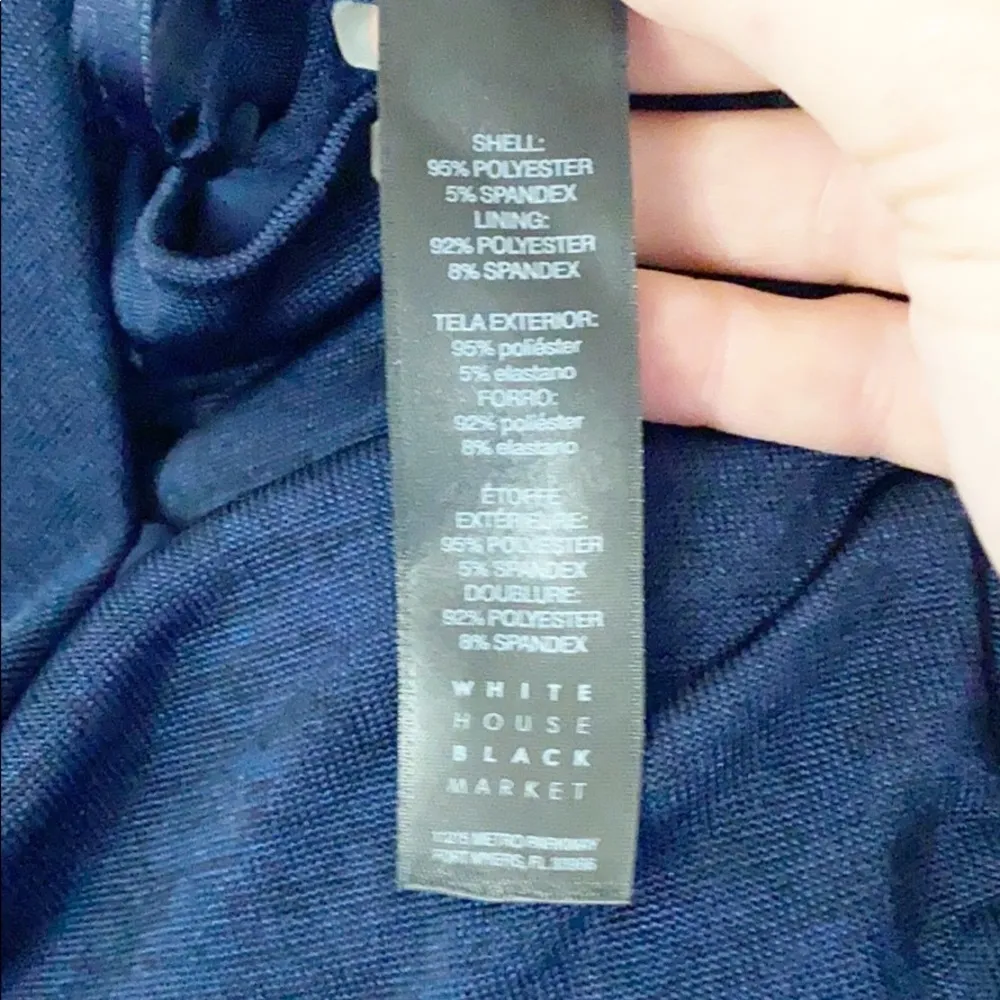 WHBM Navy Blue Lace Up 3/4 Sleeve Semi Sheer Dress - Image 13