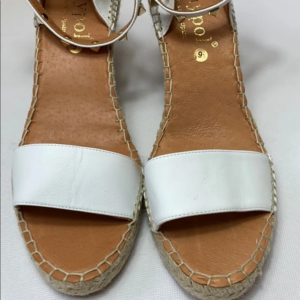 Maypol Anthro white leather studded espadrille wedges - Image 5