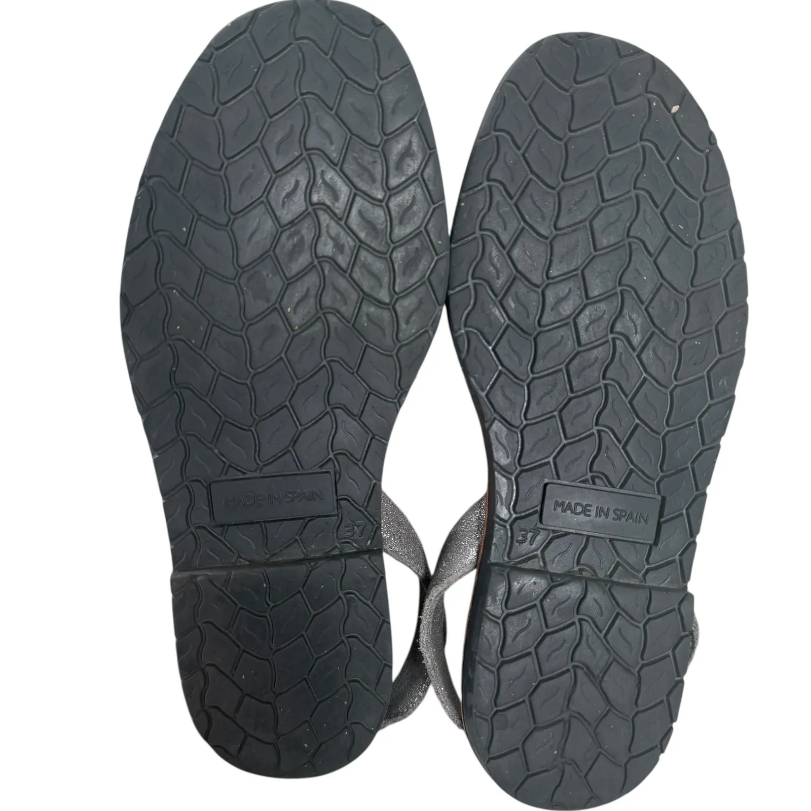 Jeffrey Campbell Silver Glitter Ibiza Sandals Women Size 37 Made Spain Leather - Image 4