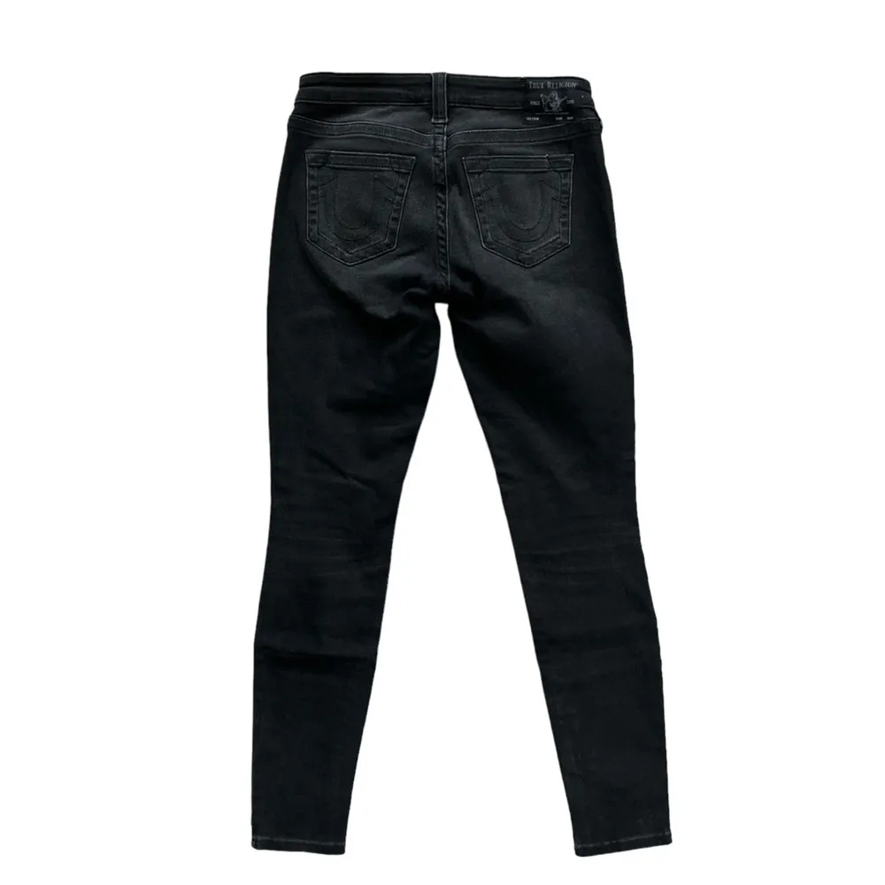 True Religion Halle Mid Rise Super Skinny Jeans | Faded Black Grunge Wash | 26 - Image 2