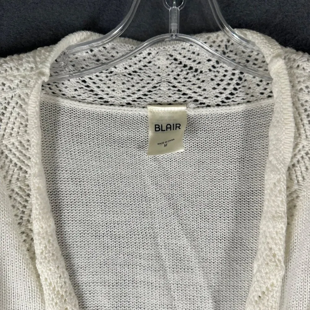 Vtg Blair Womens Medium Cream Scalloped Crochet Shrug Sweater Cardigan - Image 2