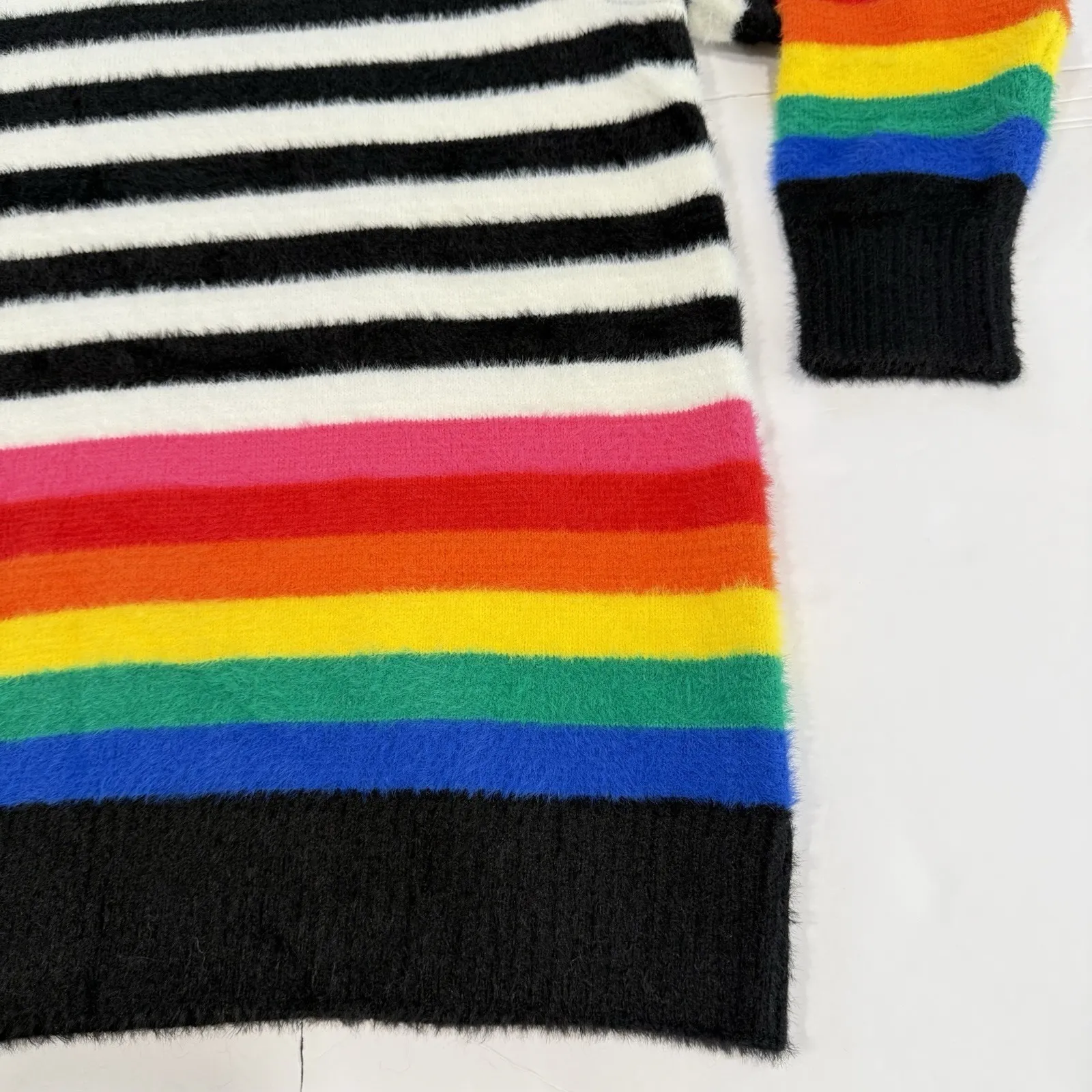 Torrid Colorful Rainbow Striped Eyelash Pullover Crew Neck Sweater Size 2X - Image 10