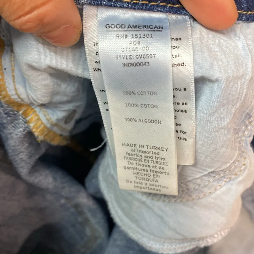 GOOD AMERICAN Good Vintage High Rise Straight Leg Jeans Indigo043 Distressed‎ 15 - Image 8