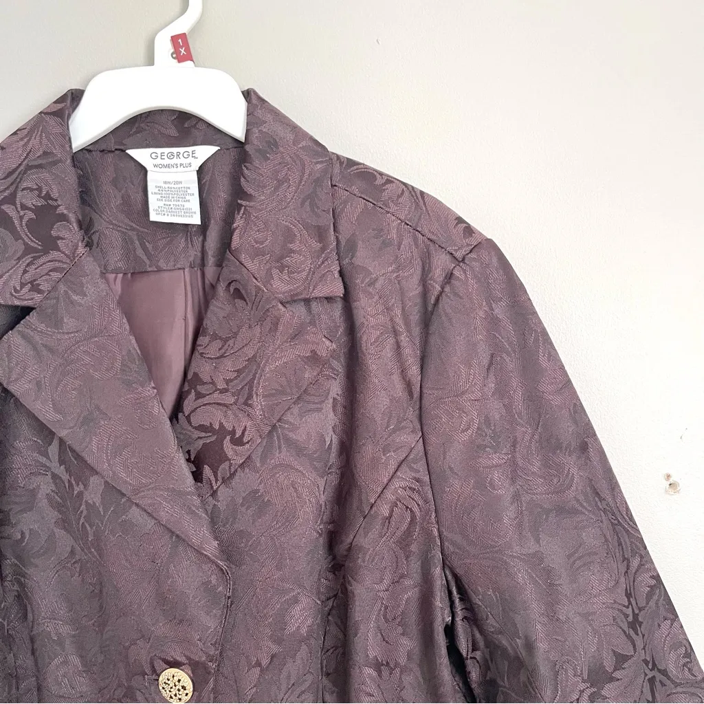 GEORGE | Purple Satin Floral Print Blazer Jacket Sz 18W/20W - Image 3
