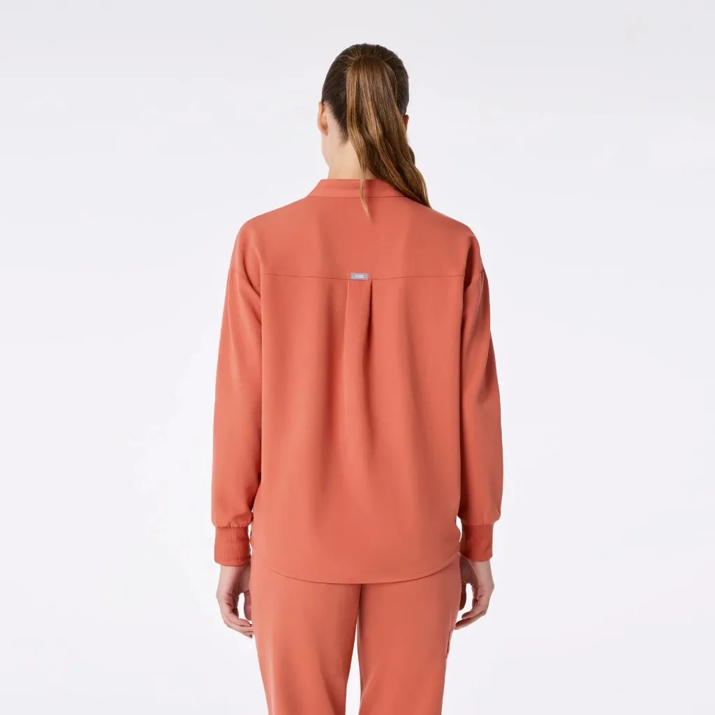 Figs Rafaela Oversized Longsleeve Scrub Top in Spiced Cider, Size Small - Image 8