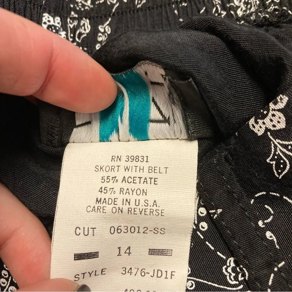 Vintage Fritzi California Black Floral Wide Leg Shorts Super High Waisted Small - Image 8