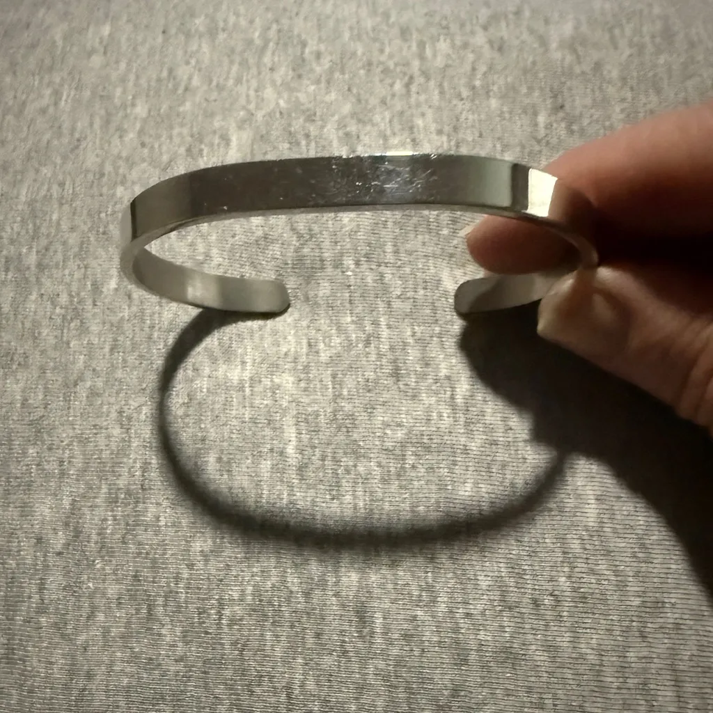 Silver Cuff Bracelet “I am a fucking warrior” Size 6 - Image 2