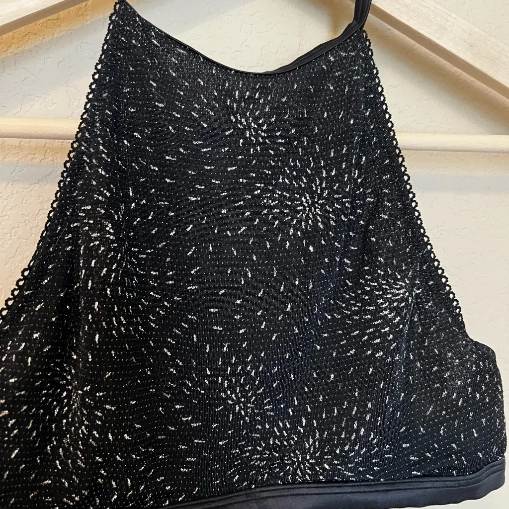 Victoria's Secret Black and Silver Fireworks Crop Top Bra - Image 2