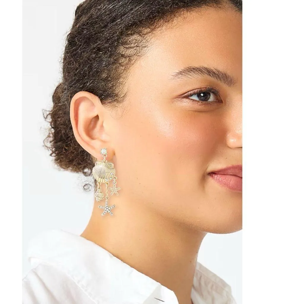 J. Crew | Seashell and starfish dangly earrings Gold - Image 2