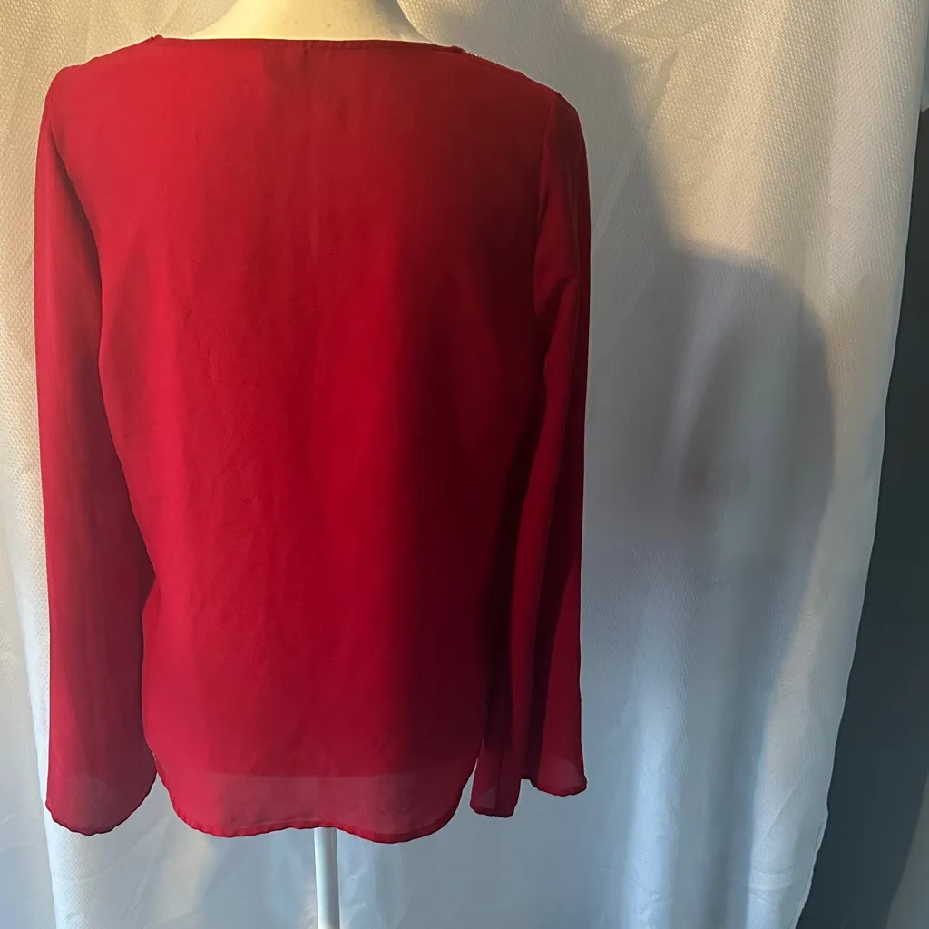 HeartSoul Red Blouse with Embellished Neckline Size M - Image 5