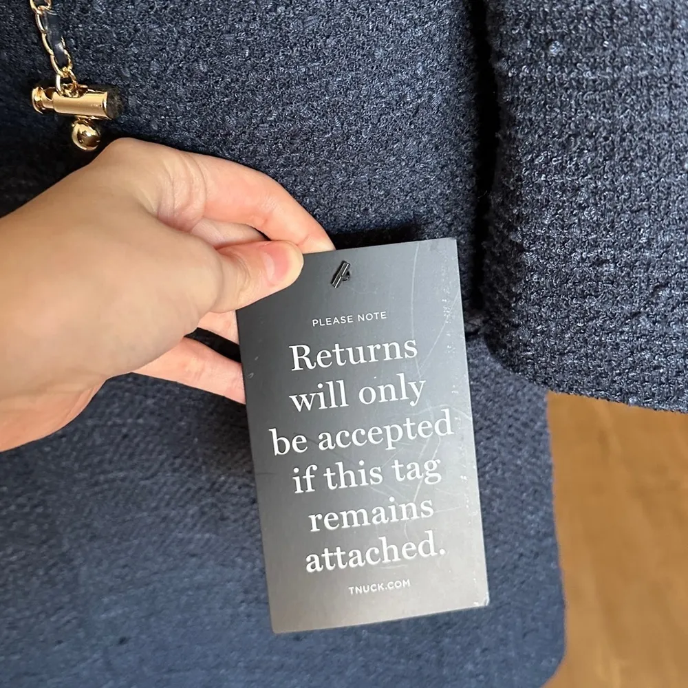 Tuckernuck Navy Tie Tweed Kelly Dress, Navy Blue Boxy Dress, Size Medium - Image 14