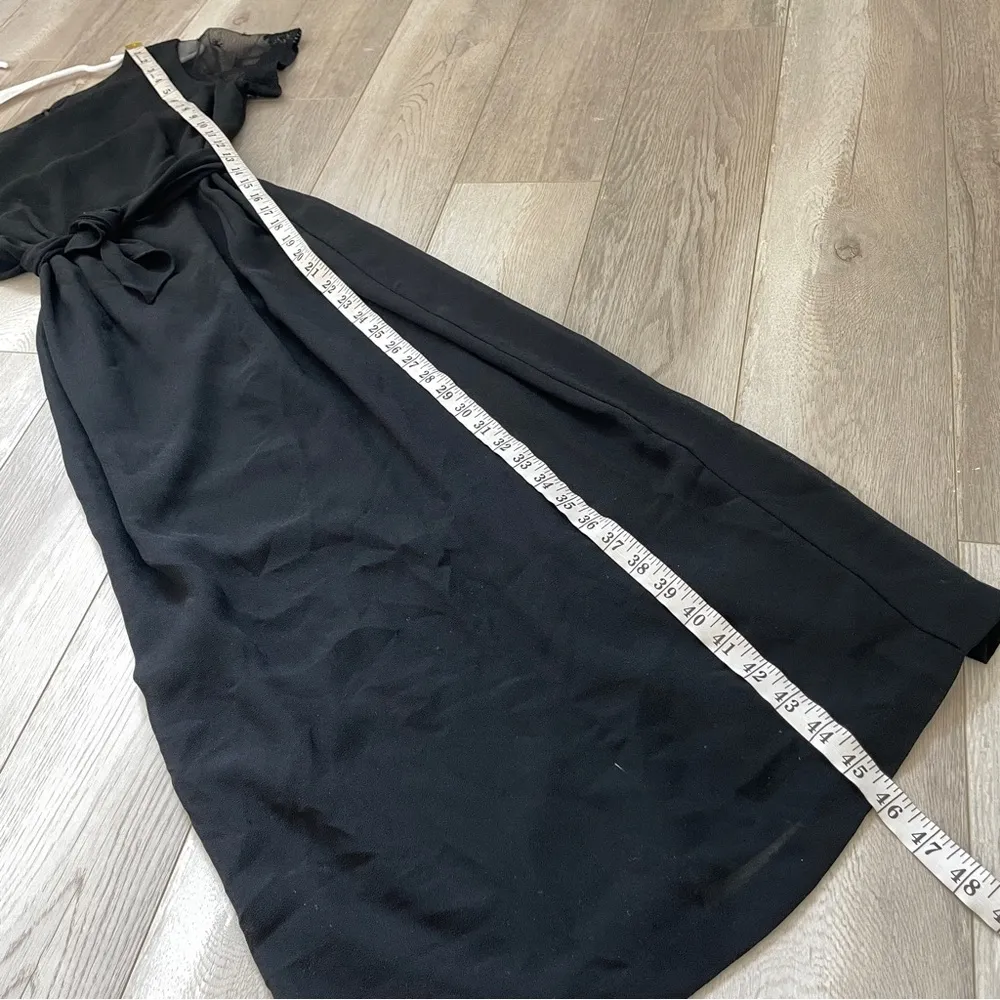 Adrianna Papell Maxi Dress Black (size 6) sheer sleeve tie back formal wedding - Image 5