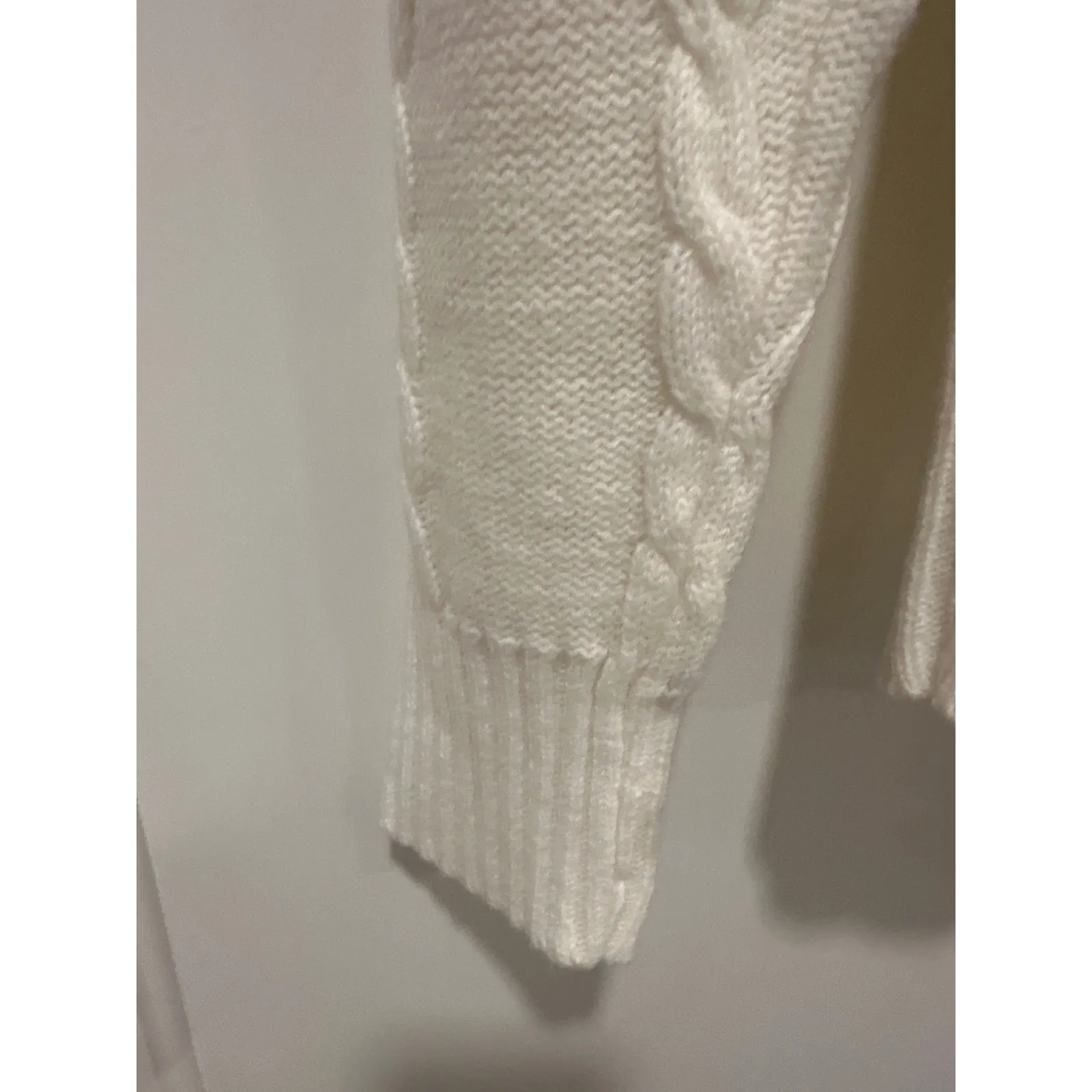 Haymaker VTG 70's Cable Knit V Neck Sweater Cream Classic Preppy Style Size M White Size M - Image 4