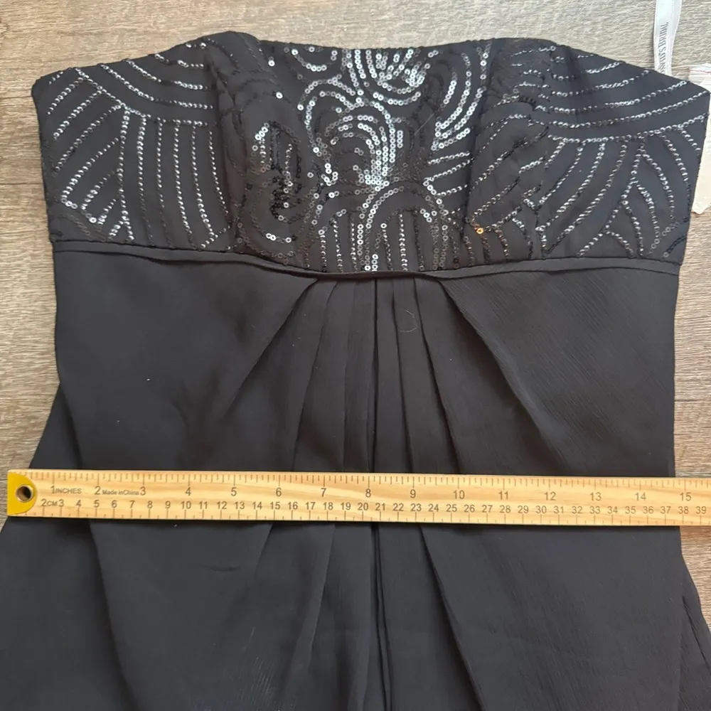 David’s Bridal Size 6 Black Sequin Party Dress Strapless - Image 13