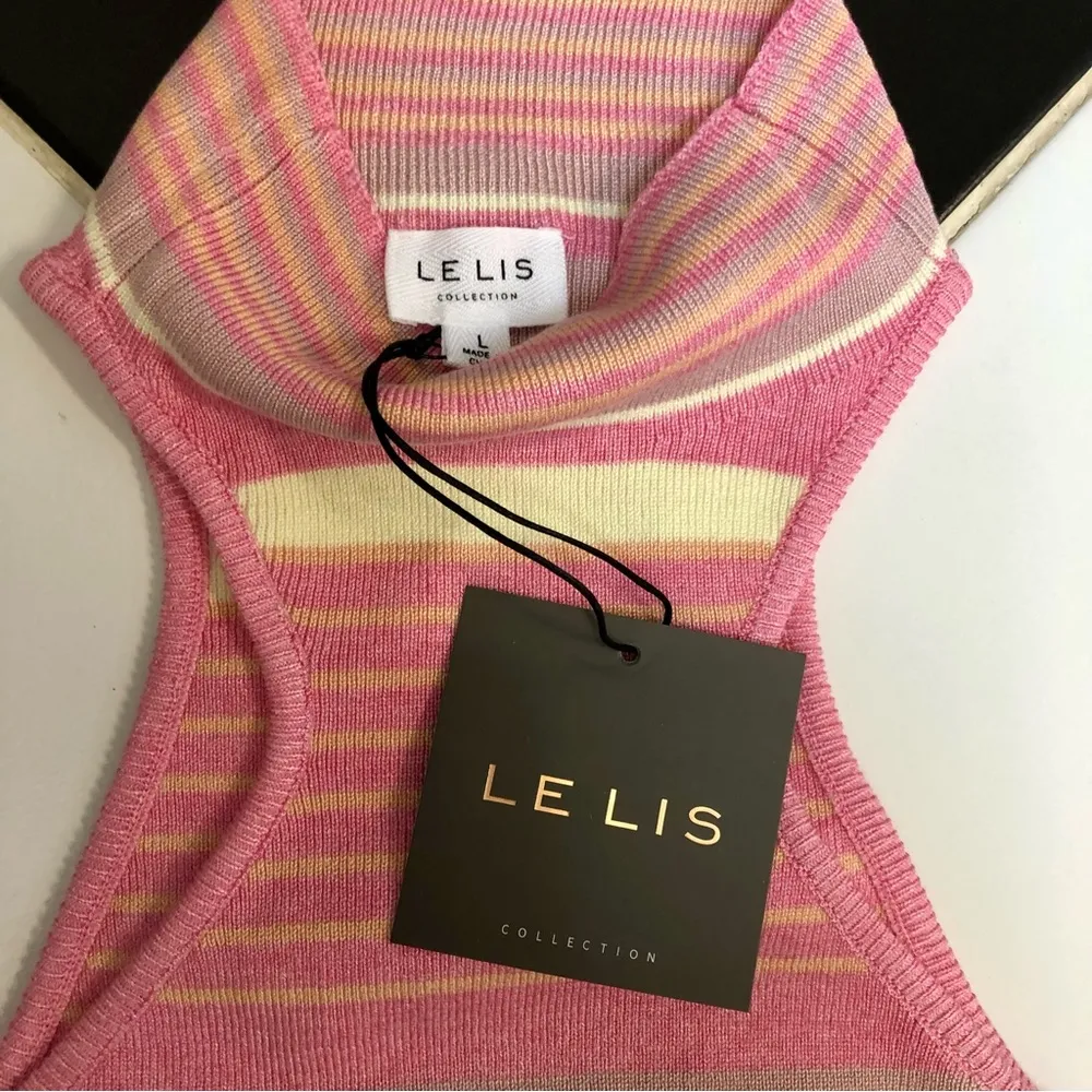 NWT  Mock Neck Sleeveless Crop Top Sweater Pink Salmon Coral Pastel size L - Image 4