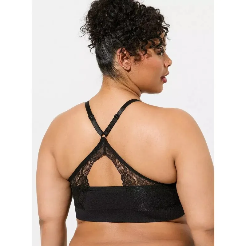 Torrid Unlined Seamless Racerback Bralette in Black - Image 2