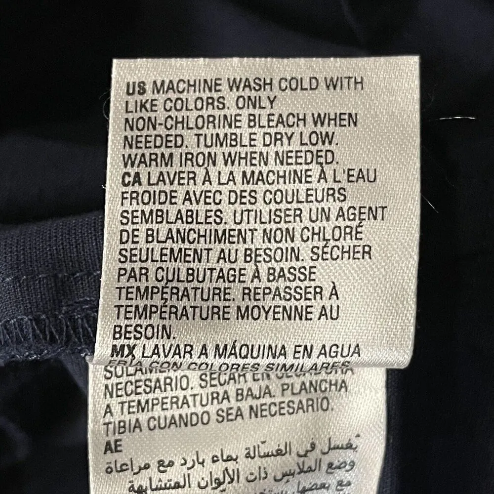 Style & Co X-Small Top Star Print Lace-Up V-Neck Long Sleeves Cotton Navy Blue - Image 7